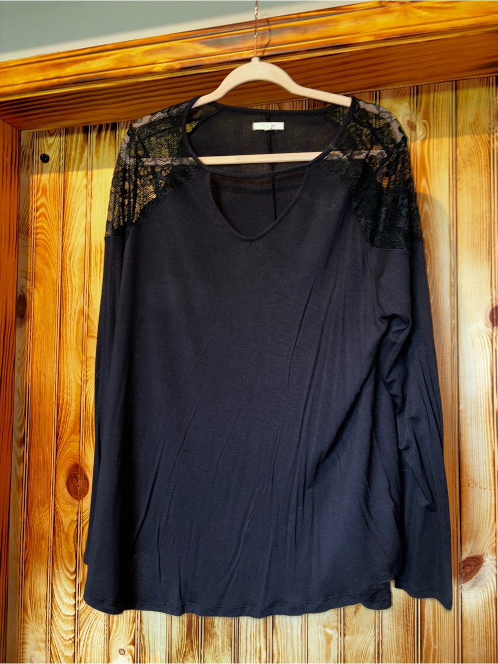 Maurices Black Long-Sleeve Top with Lace